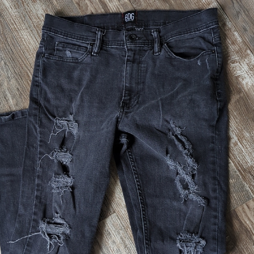 BDG Charcoal Distressed Skinny Stretch Jeans Sz. 33 x 32